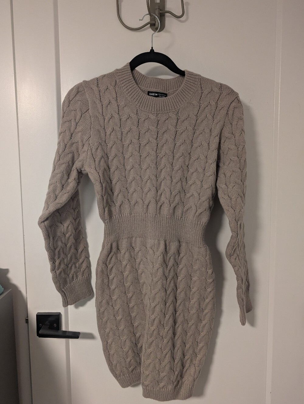 Cable Knit Long Sleeve Sweater Dress